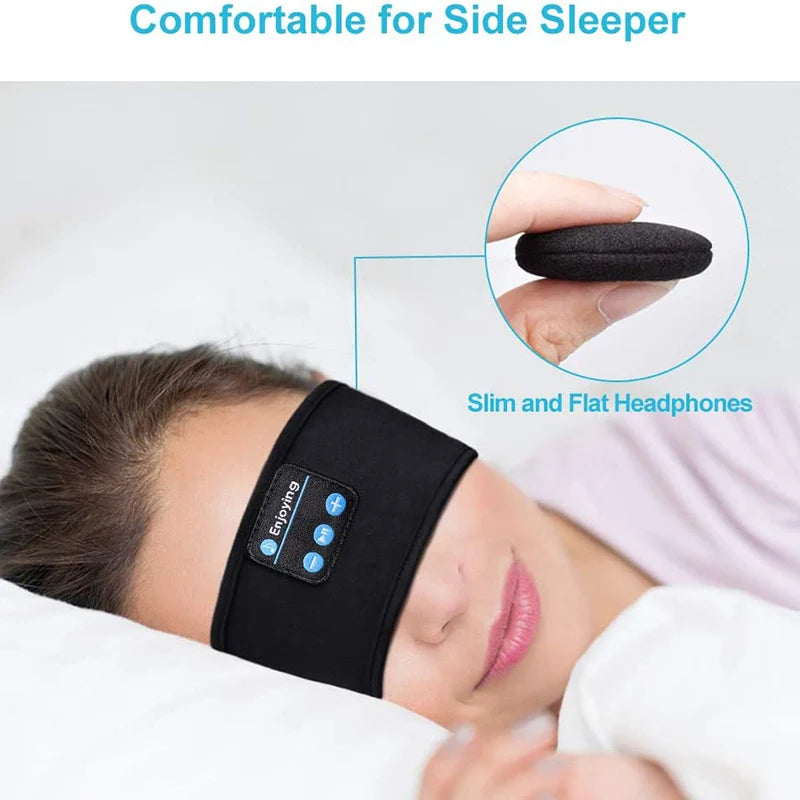 Sleep Mask Bluetooth Sleeping Earphones Headband Thin Soft Elastic Comfortable Wireless Music Headset Eye Mask for Side Sleeper