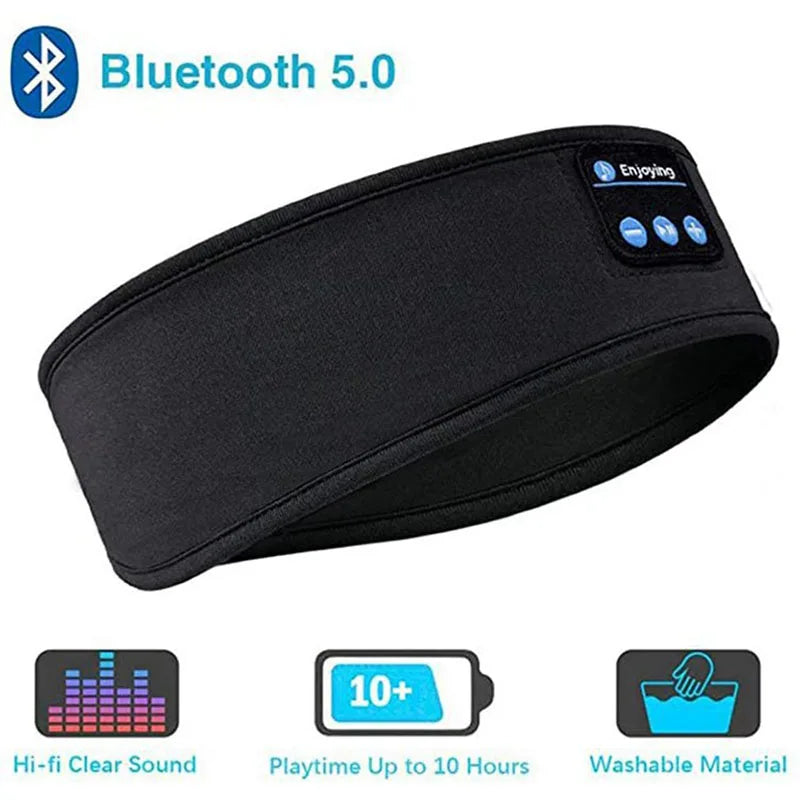 Sleep Mask Bluetooth Sleeping Earphones Headband Thin Soft Elastic Comfortable Wireless Music Headset Eye Mask for Side Sleeper