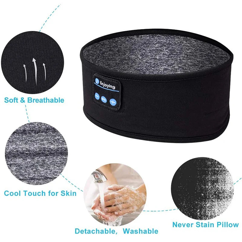 Sleep Mask Bluetooth Sleeping Earphones Headband Thin Soft Elastic Comfortable Wireless Music Headset Eye Mask for Side Sleeper